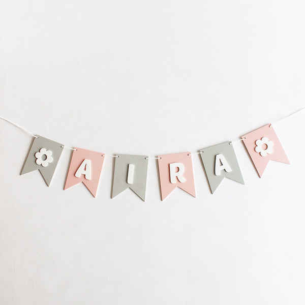 Flag Bunting - Pink & Grey